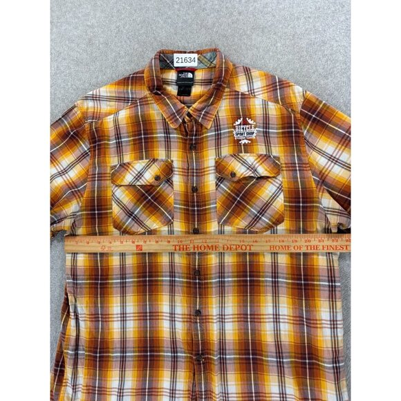 The North Face Bicycle Sport Shop Plaid Button Down Shirt (Men's XL) Brown - Picture 8 of 12